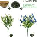 Artificial Hanging Flowers Basket for Outdoors, Faux Hanging Basket with Fake Flowers, UV Resistant Outdoor Hanging Plants for Porch Patio Garden Balcony Decor, White + Blue-White