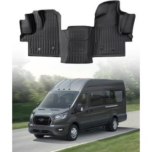 for Ford Transit Floor Mats 2026 2025 2024 2023 2022 | All Models w/Vinyl Not for Connect | for Transit 150 250 350 All-Weather Liner | Car Rubber Carpet Front Row Van Interior Accessories | 1 Pcs