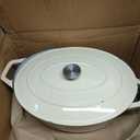 vancasso 9.3 Qt Oval Enameled Cast Iron Dutch Oven with Lid, Cream