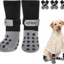 Non Slip Dog Socks to Prevent Licking Paws - Dog Booties for Hardwood Floors Anti Slip - Grippy Socks for Senior Dog - Double Side Paw Protector Prevent Scratching for Hot Pavement. (Grey, XS)