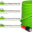 YAMATIC 100FT Flexible Pressure Washer Hose for Power Washer Replacement, Kink-Resistant Replacement with M22 & 3/8" Quick Connect, 1/4" 3200 PSI, Green