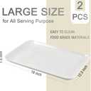 DELLING 18 Inch Large Serving Platter Set of 2, White Porcelain Serving Trays 18" x 12.3", Rectangular Platters for Turkey Fruit Appetizer Party, Oven Microwave Dishwasher Safe, Wedding Entertaining
