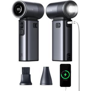 JISULIFE Portable Handheld Fan Ultra2, 9000mAh Max 25 Hrs, 5 IN 1, 100 Speed Turbo Fan Rechargeable 18W Power Bank with Flashlight, Metal Shell Multi-Function Travel Essentials Gifts for Men-Grey