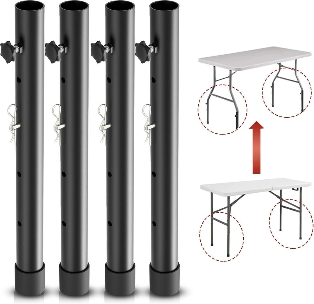 Folding Table Risers for Folding Tables Straight/Bent Leg, Dural Folding Table Leg Extensions 4 Levels/Heights Table Leg Extenders 3.6in | 6.77in | 10in | 13in-All for Treating Your Back Pain