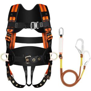 Tree Climbing Harness with Lanyard, Safety Harness for Men Construction, Fall Arrest Safety Harnesses, ANSI & OSHA Certified
