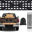 Heavy Duty Tailgate Net for Truck Bed, Cargo Net Durable Truck Bed Extender Tailgate Cargo Net with 4 Adjustable Buckle Straps, Perfect for Trailer, Pickup, Boat, Jeep, SUV(60"x18")