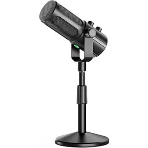 FIFINE AmpliTank TANK6S Vocal-Dynamic-Microphone, XLR-USB-Podcast-Microphone with Desktop Stand, Mute Button, Volume Knob, Studio Metal Built, Streaming-Mic for Content Creation, Music Recording