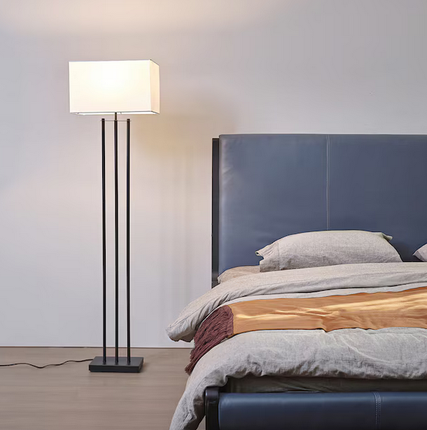 Globe Electric Ricci 62-in Matte Black Shaded floor lamp Floor Lamp with Fabric Shade