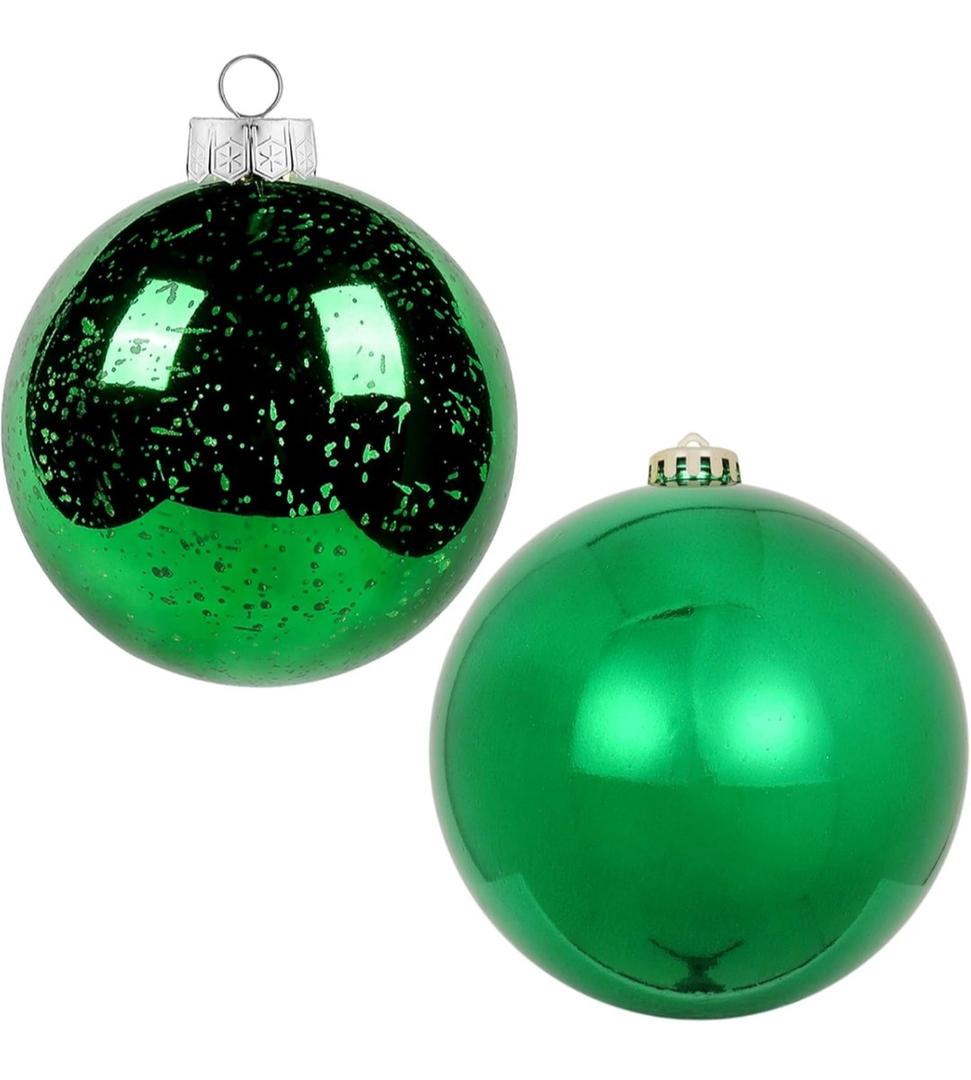 XmasExp Large Christmas Ball Ornaments,2pcs Green Giant Shatterproof Plastic Hanging Mercury Xmas Ball Decorations Christmas Tree Ornaments (Green, 6")