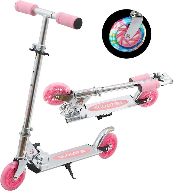 Scooters for Kids Folding Kick Scooter for 3+Years Old Boys & Girls,3 Adjustable Heightand Rear Brake, Flashing Light up Wheels, Lightweight Scooter with Sturdy Frame