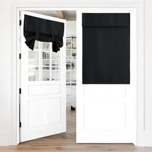 NICETOWN Black French Door Curtains for Door Window, Blackout Privacy Window Covering Thermal Insulated Blind, Small Shade for Glass/Patio, 26 x 40 Inches, 1 Piece