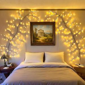 Enchanted Willow Vine Lights for Wall: 7.5FT led Twinkling Tree Branch Light for Room and Home Decor - Warm White Wall Tree Lights Lighted Garland Indoor for Halloween and Christmas Decorations