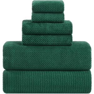 Extra Large Bath Sheets Set 6-Piece, 2 Bath Towels 40x80 Inches, 2 Hand Towels, 2 Washcloths, Soft Absorbent Quick Dry Microfiber Towels for Bathroom Beach Pool Gym Spa, Dark Green