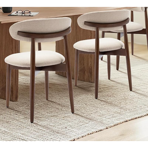 COLAMY Wooden Dining Chairs Set of 2, Modern Fabric Upholstered Dining Room Chair, Farmhouse Kitchen Side Chairs with Foot Pegs, Beige COLAMY Wooden Dining Chairs Set of 2, Modern Fabric Upholstered Dining Room Chair, Farmhouse Kitchen Side Chairs with Foot Pegs, Beige
