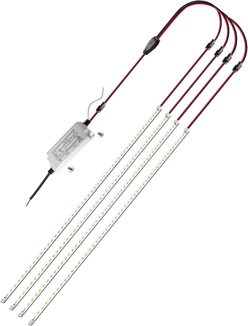 LED Troffer 2x4 FT Retrofit Kit, Magnetic LED Retrofit kit,72W ,5000K Daylight White,0-10V LED Driver/4 Tubes Per Kit, T8 T10 T12 Fluorescent Replacement Light Bar, Easy to Install