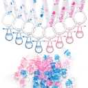 ZYFLSQ 24 Baby Shower Pacifiers Necklace, 30 Mini Acrylic Pacifiers Charm Gender Reveal Charm Party Favors Decorations (Pink and Blue)