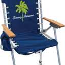 Tommy Bahama 4-Position Hi-Boy Beach Chair, Navy Palm Tree, 2-Pack, 24.25" x 25.75" x 38"