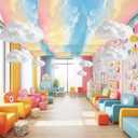 9 Pcs Pastel Sky White Cloud Ceiling Decor Include 12 x 2 ft Fluorescent Light Covers 6 Packs Imitation Artificial 3D Cloud Props DIY Hanging Ornament for Classroom Daycare Nursery Party Decorations