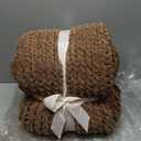 L'AGRATY Chunky Knit Blanket Throw: 50''x60'' Chenille Chunky Knitted Throw Blanket for Bed Couch - Handmade Thick Big Cable Knit Blanket - Large Chunky Crochet Rope Blanket for Home Decor(Brown)