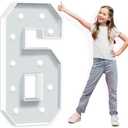 4 Feet Tall Marquee Light Up Numbers, Foam Board Mosaic Balloon for Party Backdrop Displays, Big Happy 6th 60th Birthday Light Up Sign, Cardboard Number 6 for Parties Decorations, Assembly Required
