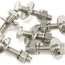 5/16-18 x 6" Hex Head Bolts with Hex Nuts and Thick Flat & Lock Washers, Fully Threaded, Stainless Steel 18-8, Plain Finish, 4 Sets (Silver)