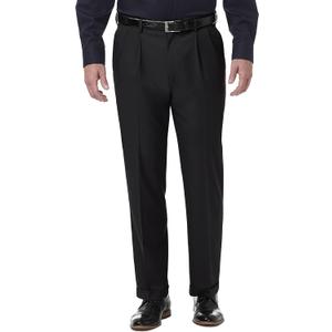 Haggar Mens Premium Comfort Classic Fit Pleat Front Pant Reg. and Big & Tall Sizes (40W x 32L, Black)