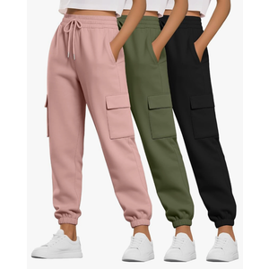 Neer 3 Pack Women's Cargo Sweatpants Joggers Pants Causal Gym Athletic Workout High Waist Bottom Y2k Fall Outfits with Pocket, XL