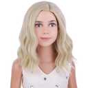 PATTNIUM Blonde Wig for Kids Girls Light Blonde Wig Child Short Curly Wavy Wig Cosplay Halloween Party Costume Heat Resistant Synthetic Wigs