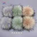 Furryvalley Faux Fur Pompom 6pcs DIY Crafts Fluffy Balls for Hat Shoes Scarves with Snap Fastener Removable Knitting Hat Horse Riding Hat Silk Accessories 6 Inch Extra Large(3 Popular Mix Colors)