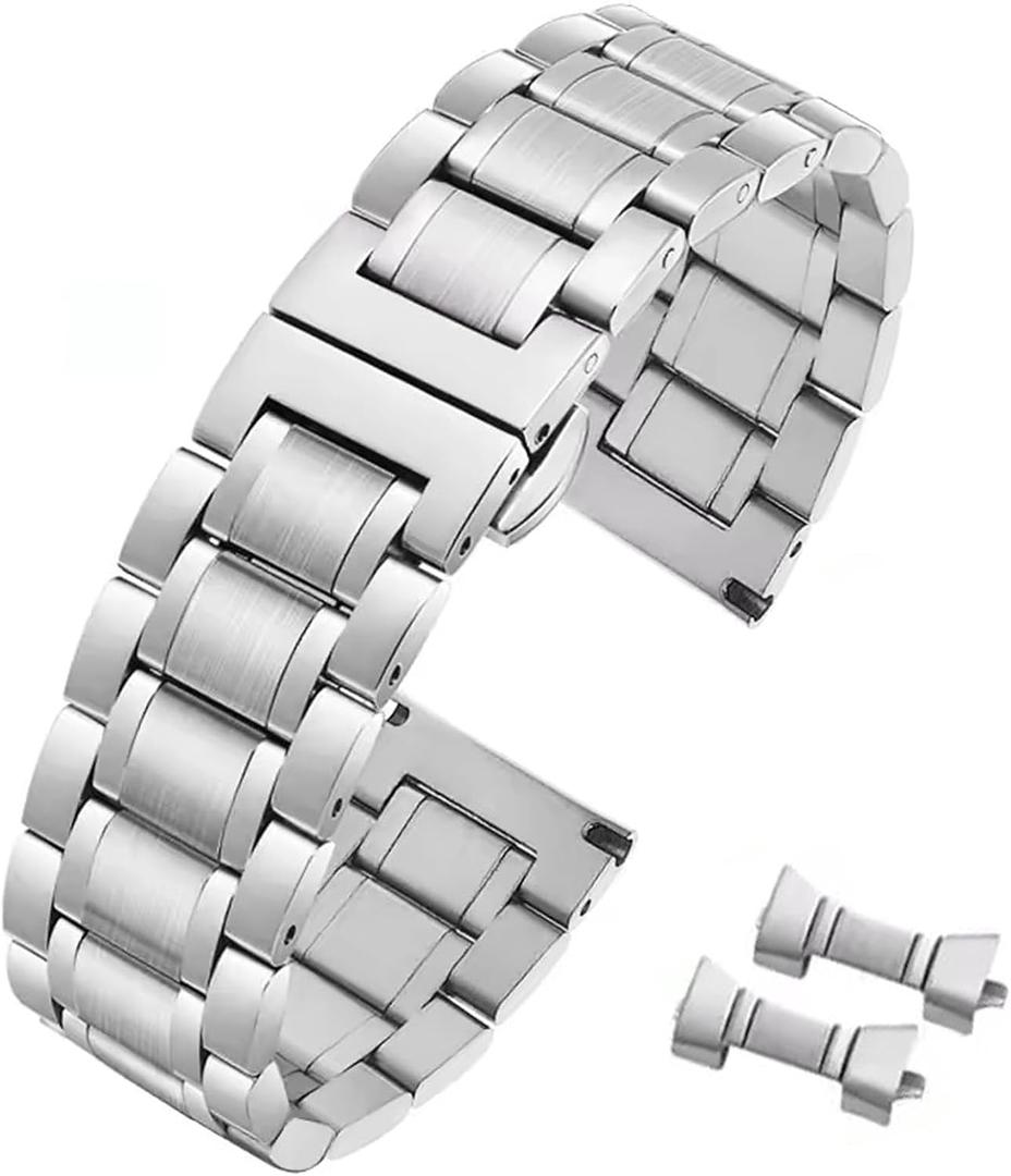 Quick Release Stainless Steel Watch Band Bracelet 12mm to 24mm Straight & Curved End Universal Stainless Steel Metal Watch Strap Smartwatch Replacement Band Men Women
