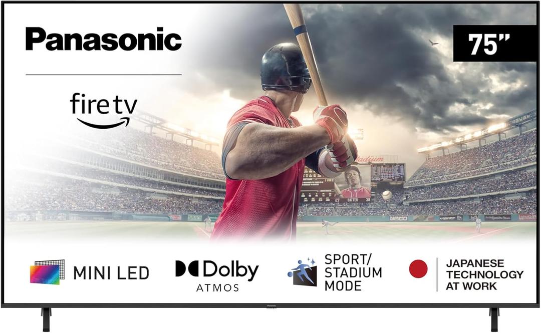 Panasonic W95 Series 75-inch Mini LED 4K Ultra HD Smart Fire TV, Sport Stadium Mode, ATSC3.0, Dolby Vision IQ, Dolby Atmos, HDR10+ Adaptive, Press and Ask Alexa, 144Hz, Wall-mountable - 75W95AP