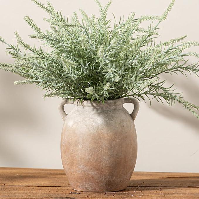 Ceramic Flower Vase 7.6 inch Farmhouse Rustic Vase Decorative Pottery Terracotta Vases for Home Decor Table Mantle Fireplace Living Room Bathroom Wedding Centerpiece (Aged Terra)