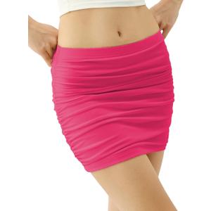 2 x Women's Bodycon Mini Skirt Ruched Mesh Stretch Sexy Skirts (Pink, M)