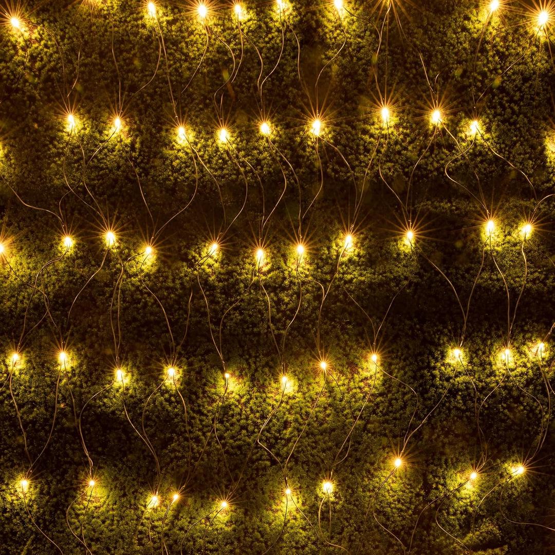 AWQ 200 LED 9.8ft x 6.6ft String Lights Net Mesh Lights Christmas Net Lights 8 Modes for Christmas Wedding Party Home Garden Lawn Bushes Bedroom Indoor Outdoor Decor (9.8ft x 6.6ft, Warm White)
