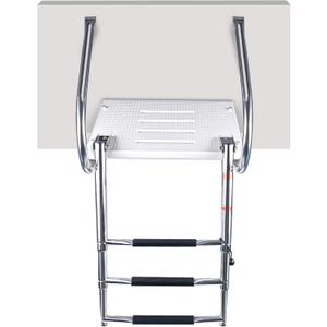 Marinebaby Boat Universal Swim Platform Under Mount Telescopic Boat Ladder, 3 Steps in/Outboard Boat Pontoon Ladder Silver