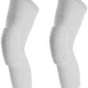 SUJAYU Basketball Knee Pads Knee Sleeves, 2 Pack Honeycomb Anti Collision Leg Compression Sleeves, Compression Knee Pads for Wrestling Football Volleyball Baseball (Large, White)