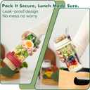 Danmu 24 oz Glass Meal Prep Containers 4-Pack with Lid & Dressing Cup - Leak Proof Salad Jars & Overnight Oats Containers with Lids Stainless Steel Fork Included for On the Go Lunch, Work, Fitness