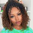 Aksice 8 Inch Yanky Twist Crochet Hair for Black Women 8 Packs Pre-looped Yankee Twist Hair Brown Spring Mini Passion Twist with Curly Ends Synthetic Crochet Braids (8 Inch, OT30#)