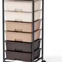 Rolling Storage Cart with Drawers,Utility Cart with 6 Large Drawers and Wooden Tabletop,Craft Storage Cart with Lockable Wheels for Bedroom, Office, Classroom, Kids'Room, Living Room (Brown)