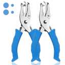Single Hole Punch, 2 Pcs Hand Hole Puncher with Soft Grip Handle, 1/4" and 1/8" Small Hole Paper Punch for Crafts, Scrapbooks, 6 Sheets Capacity, Tags, Tickets - Blue