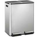 DUMOS Kitchen Trash Can, 2×8-Gallon Dual Trash Can with Lid, Stainless Steel Garbage Bin with 2 Removable Inner Buckets, Soft-Close Foot Pedal, Fingerprint-Resistant for Kitchen, Home, Office