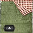 AGEMORE Cotton Flannel Double Sleeping Bag for Camping, Backpacking Or Hiking. Queen Size 2 Person Waterproof Sleeping Bag for Adults Or Teens. Lightweight with Compression Sack