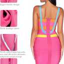 meilun Women's Celebrity Bandage Bodycon Dress Strap Party Pencil Dress (Pink, L)