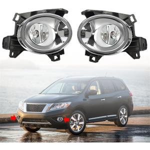 Silscvtt 2Pcs Fog Lights Assembly Replacement for 2013-2016 Pathfinder Clear Lens with Front Bumper Bezel Wires Switch Bulbs Left+Right Side (Passenger & Driver Side)