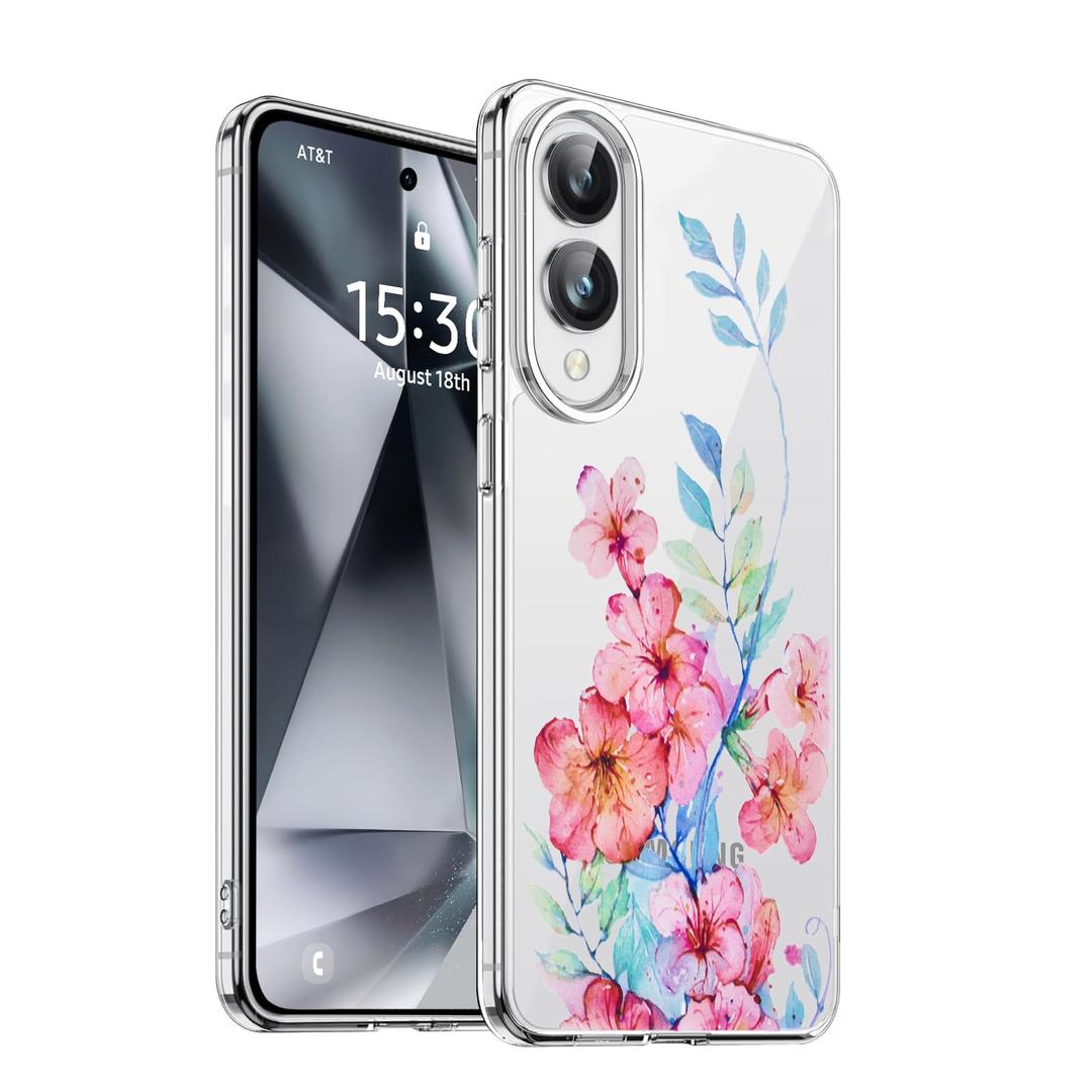 CameCosy Compatible for Samsung Galaxy S25 Edge Case, Pretty Wild Flowers Pattern Slim TPU Shockproof Transparent Protective Case Cover for Samsung Galaxy S25 Edge 6.6inch