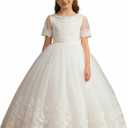 Flower Girl Dress for Wedding Lace First Communion Formal Dresses Kids Birthday Party Pageant Ball Gown