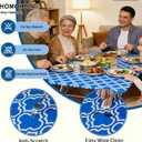 2 x Rectangle Picnic Table Cloth, Elastic Waterproof Fitted Vinyl Tablecloths for 6 Foot Tables, Wipeable Flannel Backed Table Covers for Dining, Camping, Outdoor(Blue,30"x72")