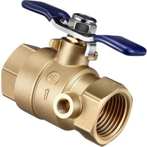 Saillong Brass Backflow Ball Valve with Test Port, 1 Inch FPT Threaded Shut Off, Full Port Ball Valve for Residential Water Plumbing