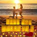 Will You Marry Me Light Up Letters Luminary Bags, Marry Me Sign Banner, Romantic Proposal Decoration Kit with 30PC Bright LED Candles and 2000PC Fake Rose Petals