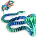 3D Printed Snake,23 Inch 3D Printed Animals,3D Printed Fidget Toys,Home Office Decor Executive Desk Crystal Cobra Toys Green Blue